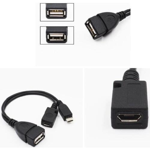 2 In 1 U Disk USB Type A Female to Micro USB Male Host OTG Adapter with Micro Female Y Cable For Android Phone Accessories