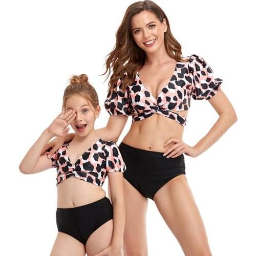 Sexy Swimwear 2021 Bikinis Colorful Parent-child Swimming Suit For Women Dot Polka Childrens Swimsuit Padded Push-up Bikini Set