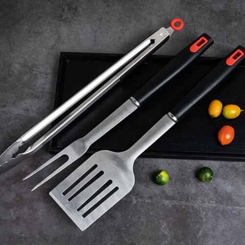 3Pcs Barbecue Tool with Hanging Hole Stainless Steel Outdoor Camping Accessories