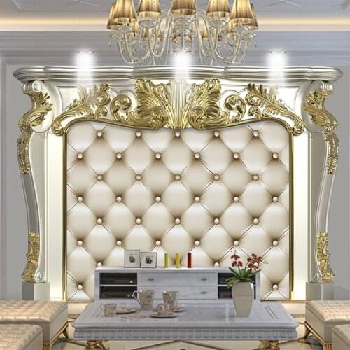 European Style 3D Golden Pattern Soft Roll Mural Wallpaper Living Room TV Sofa Bedroom Luxury Home Decor Wall Papers 3D Frescoes