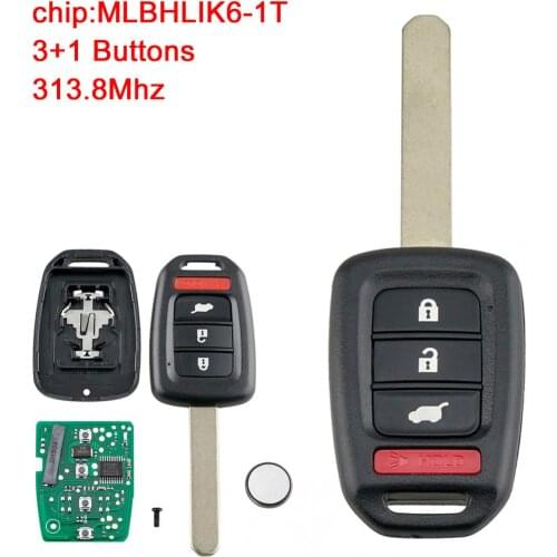 4 Buttons 313.8MHz Keyless Remote Car Key Fob with Chip MLBHLIK6-1T Fit for Honda CR-V HR-V