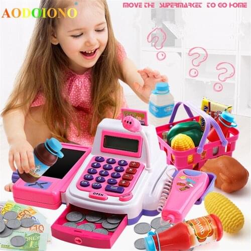 41PCS Childrens Simulation Supermarket Cash Register Ice Cream Checkout Children Boy Girl Pretend Play Toy Interactive Games