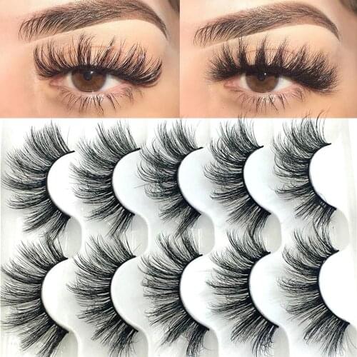 5 pairs 3D Faux Mink Lashes Natural False Eyelashes extension Dramatic Volume Fake soft natural Lashes Makeup Eyelash Silk