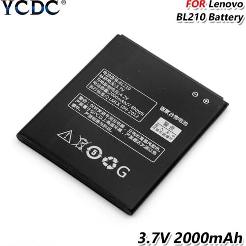 3.7V 2000mAh BL210 Li-ion Phone Battery BL 210 For Lenovo S820 S820E S650 S658T A606 A536 A750E A770E A656 A766 A658T A828T