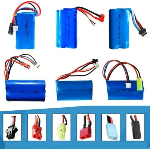 7.4V 1500mAh Lipo battery With USB Charger For FT009 RC Boat 12428 battery Lipo 2S 7.4 V 1500 mah 18650 2S JST SM T PLUG