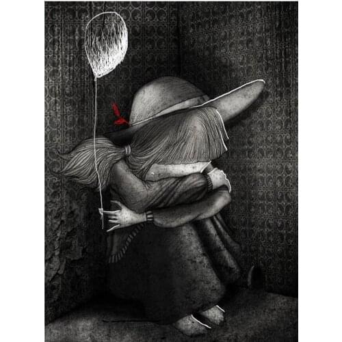 Diy 5d Diamond Painting Lonely children and balloons Cross Stitch Square Round Diamond Embroidery Handwork Rhinestone Art A520