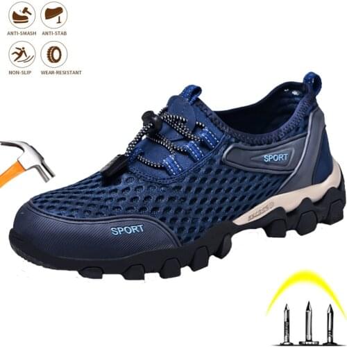 Fashion Men Safety Work Shoes Indestructible Anti-smash Anti-piercing Boots Steel Toe Cap Non-slip Comfort Breathable Sneakers