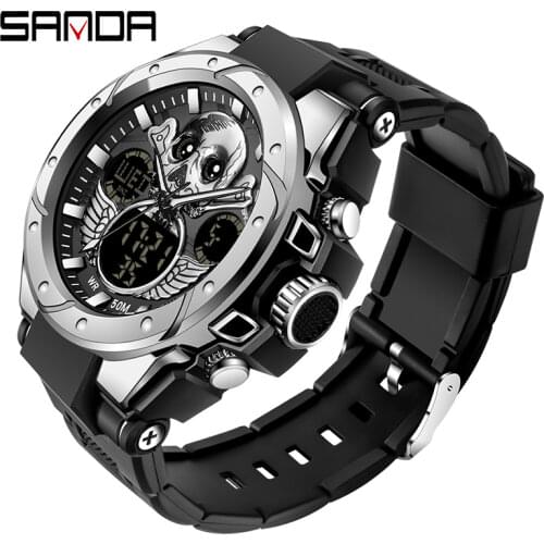 SANDA New Brand G style automatic date waterproof sports quartz watch mens S shock alarm clock luminous watch Orologio da uomo