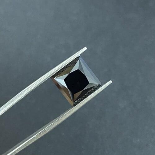 Moisangna Excellent Cut 10x10mm 4 Carat Princess Black Moissanite for Men Ring Making