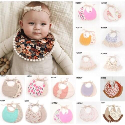 Baby Girl Boy Bib Kid Toddler Dinner Feeding Tassel Double-deck 100cm Cotton Linen Burp Cloths Saliva towel