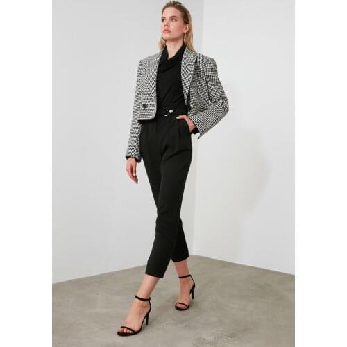 Black Beli Snaps Pleated Carrot High Quality Elite Women 'S Jeans Pants