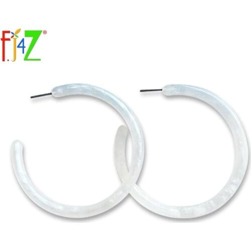 F.J4Z New Trendy Resin Earrings Fashion Simple Elegant Big Circle Cocktail Women Hoop Earrings Jewelry Bijoux