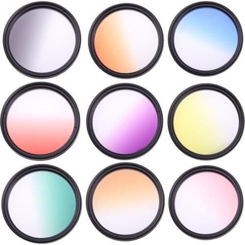 Camera Filters Gradual 49 mm Color Filters for brown Orange Pink Red Yellow Grey Blue Green Purple For DSLR Camera
