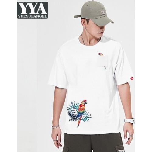 Mens White Tees Tops Fashion Chinese Style Embroidery Casual Pullover Top Loose Short Sleeve O Neck Summer Cotton Men T Shirts