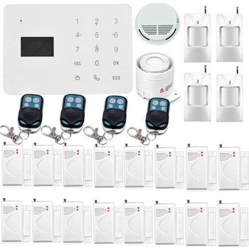 Touch Screen GSM Alarm System With Smoke Sensor 4 PIR Detector 16 Door Contact