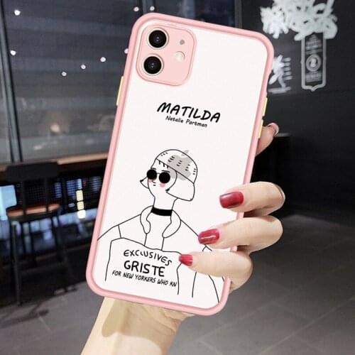 GYKZ Cartoon Cool Leon Uncle Girl Phone Case For iPhone X 11 Pro XS MAX 7 SE 2020 XR 8 6Plus Shockproof Cover Candy Matte Fundas