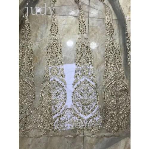 HX30# High quality African cloth French lace 5 color Embroidered beads water drill mesh strips are used for wedding dresses