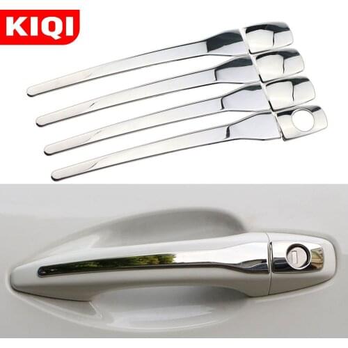 KIQI Car Stickers for Peugeot 208 2015 - 2019 Stainless Steel Car Door Handle Protection Cover Trim Sticker