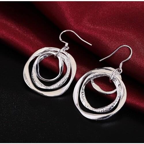 Classic 925 Sterling Silver Earrings for Women party Jewelry personality Three circle Earrings fashion Christmas Gifts