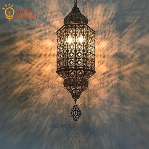 Moroccan Lamp Vintage Retro Pendant Light Home Decor Loft Industrial Metal Hanging Lamp for Living/Dining Room Restaurant Cafe