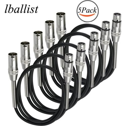 Lballist XLR Cable Male to Female M/F with Spring Protection OFC Audio Cable For Microphone Amplifier Foil+Braided Shielded