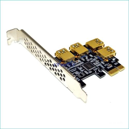 Hot PCIE PCI-E PCI Express Riser Card 1x to 16x 1 to 4 USB 3.0 Slot Multiplier Hub Adapter For Bitcoin Mining Miner BTC Devices