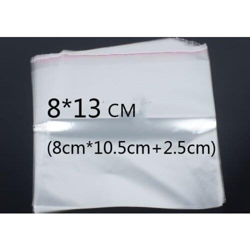 Small 8x13cm 100pcs Transparent Self Adhesive Seal OPP Plastic Cellophane Packing Bags Gifts & Pouch Jewelry Packaging Bag