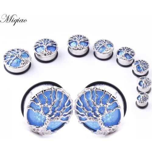 Miqiao 2pcs Hot Sale Stainless Steel Ear Expander Life Tree Ear Expander Body Exquisite Piercing Jewelry