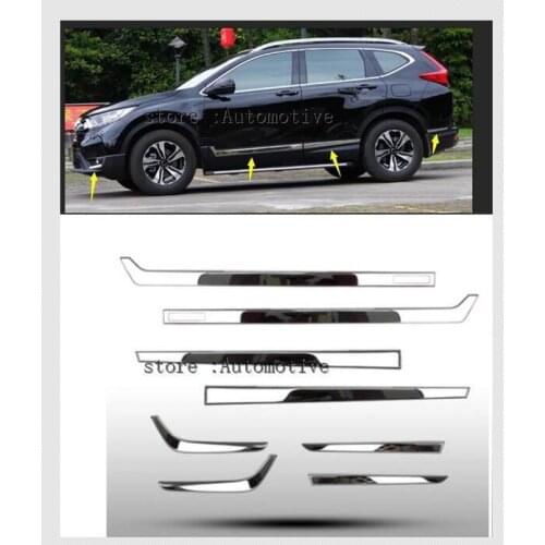 STAINLESS STEEL SIDE DOOR BODY MOLDING TRIM COVER LINE GARNISH STICKER ACCESSORIES 8PCS/SET FOR HONDA CRV CR-V 2017 2018 2019