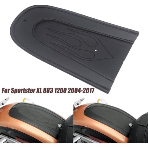 XL883 XL1200 Motorcycle Black Leather Flame Rear Fender Bib Cover Cushion For Harley Sportster XL 883 1200 2004-2017 Solo Seat