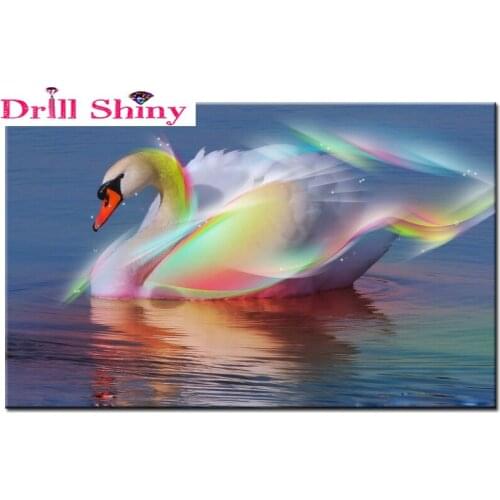New needlework 100% full square drill diamond painting diy cross stitch diamond embroidery mosaic colorful swans