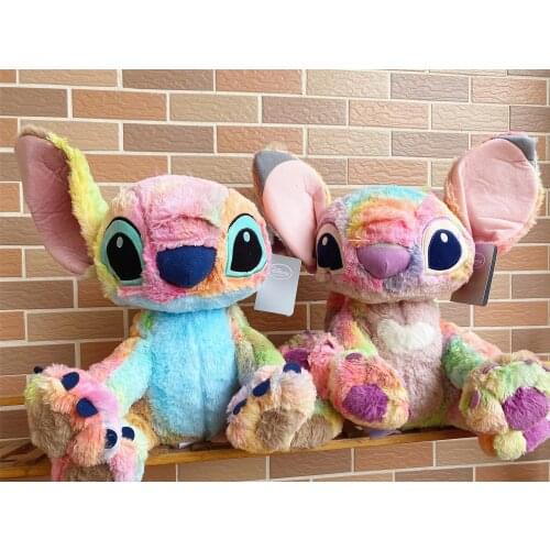 2021 New Lilo and Stitch Girlfriend Rainbow colorful "Angel"“stitch" Plush Toy 30cm Gift