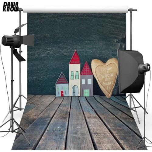 DAWNKNOW House Floor Heart New Fabric Polyester Background For Floor Baby Vinyl Backdrop For Family Photo Studio F2667