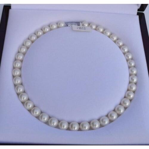 Free shipping Fine Jewelry natural pearl 11-12mm round very bright light Pearl necklace 18INCH