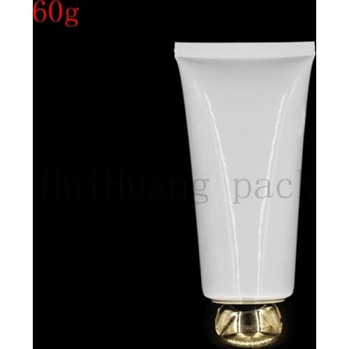 50pc 60g empty white lotion plastic soft tube for cosmetic skin care cream packaging,squeeze container bottles with screw cap