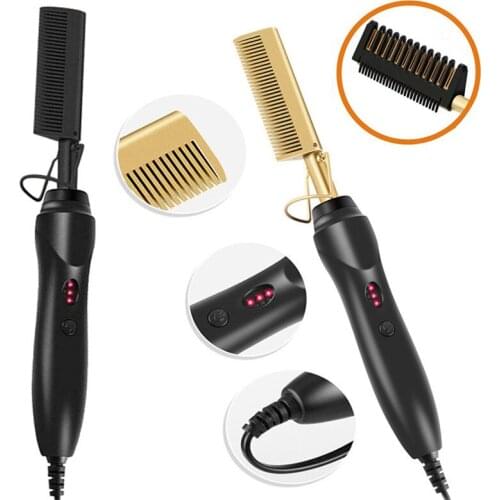 Hot Hair Straightener Comb Brush Flat Irons Straightening Heating Hair Comb Straight Styler Corrugation Wet Dry Hair Curler