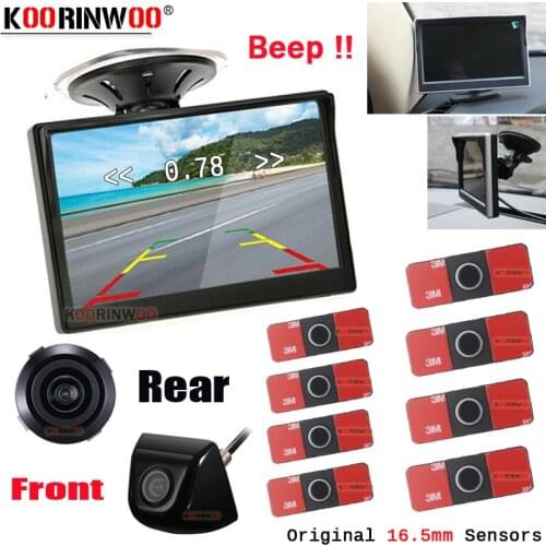 Koorinwoo Electromagnetic Car Video Parking Sensors 8 Buzzer Car Screen Dash HD Rear view camera Front Camera Parking Assistance