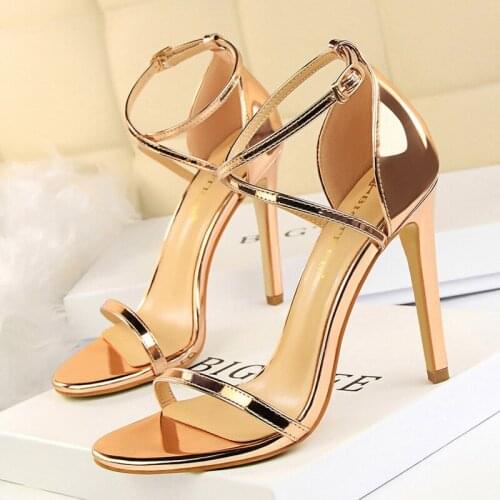 Shoes Extreme High Heels Female Stiletto Sexy Women Pumps Buckle Women Shoes Gold Silve Women Heels Women Sandals Female SGGX