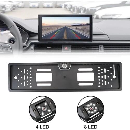 Universal Car Rear View Camera Auto Accessories 4/8 LED Parking Assistance Sensor Kit European License Plate Frame