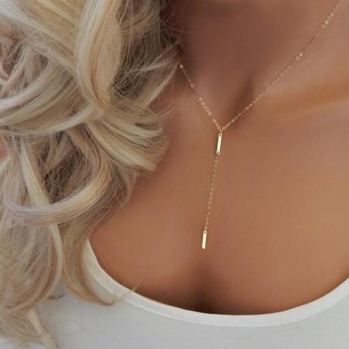 Stainless steel Y-shaped tassels minimalist design necklace clavicle chain jewelry gifts gifts for her ladies gifts