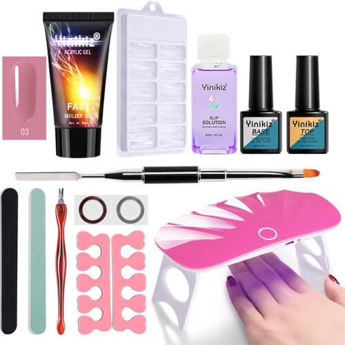 Yinikiz 30ml Poly Extension Nail Gel 6W UV Portable Nail Dryer Set Fast Builder Gel Nail Polish Manicure Acrylic Gel Kit