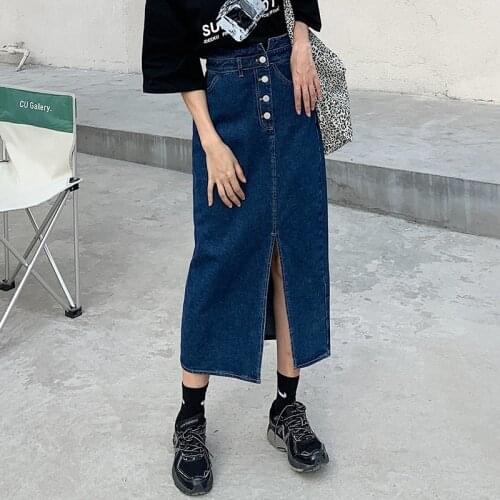 GUUZYUVIZ High Waist Skirt Plus Size Long Skirts For Women A-Line Denim Maxi Skirt Casual Korean Skirts Womens