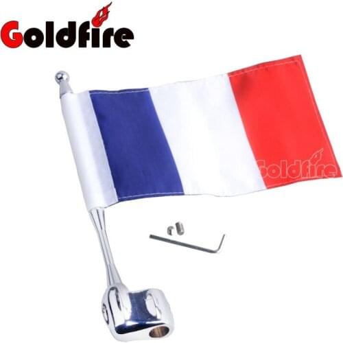 Motocycle Flag CNC Rear Side Mount Luggage Rack Antenna Vertical France Flag Pole For Honda GoldWing GL1800 GL1500 2001-2012