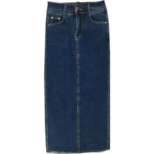 2019 new womens retro high waist denim skirt in the long paragraph bag hip skirt female stretch Slim large size denim skirt