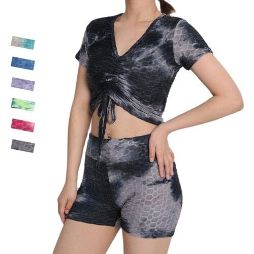 Plus Size Work Out Clothing Women 2 Pcs Yoga Set Strech Gym Clothes Fitness Outfits Sport Suit Crop Top Yoga Shorts Jogging Suit