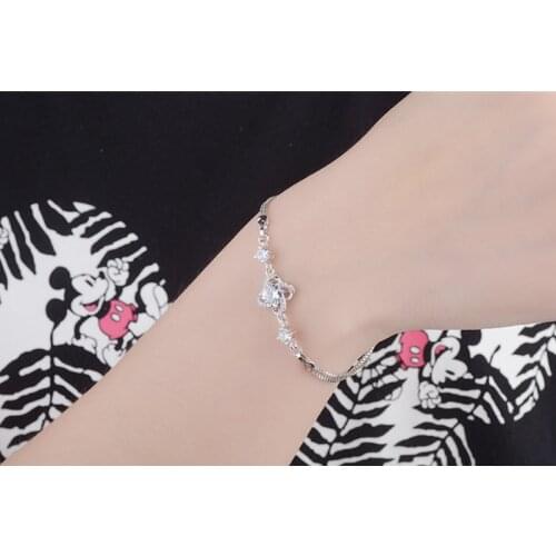LUKENI Trendy Crystal Lucky Star Female Bracelets Jewelry Top Quality 925 Sterling Silver Women Anklets Bracelets Girl Christmas