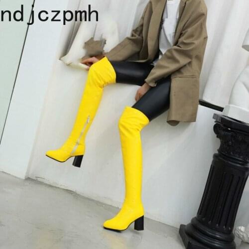 Womens Boots The New Autumn And Winter fashion Pointed zipper High heel Womens Over the knee boots plus size 34-48 7cm high