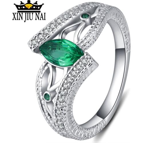 3 Colors Ladies 925 anillos Silver Finger Ring Aquamarine stone engagement ring For women Stones Blue/Red/Green zircon jewelry