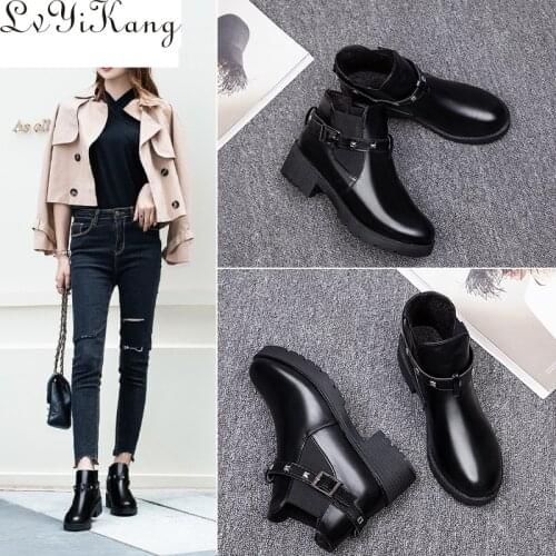 Snow Boots 2019 Classic Heels Suede Women Winter Boots Warm Fur Plush Insole Ankle Boots Women Shoes Hot Lace-up Shoes