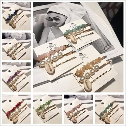 1set Imitation Pearls Hair Grip Shell Stone Starfish Hair Clip Barrettes Hairpin Hair Accessories For Women Girl